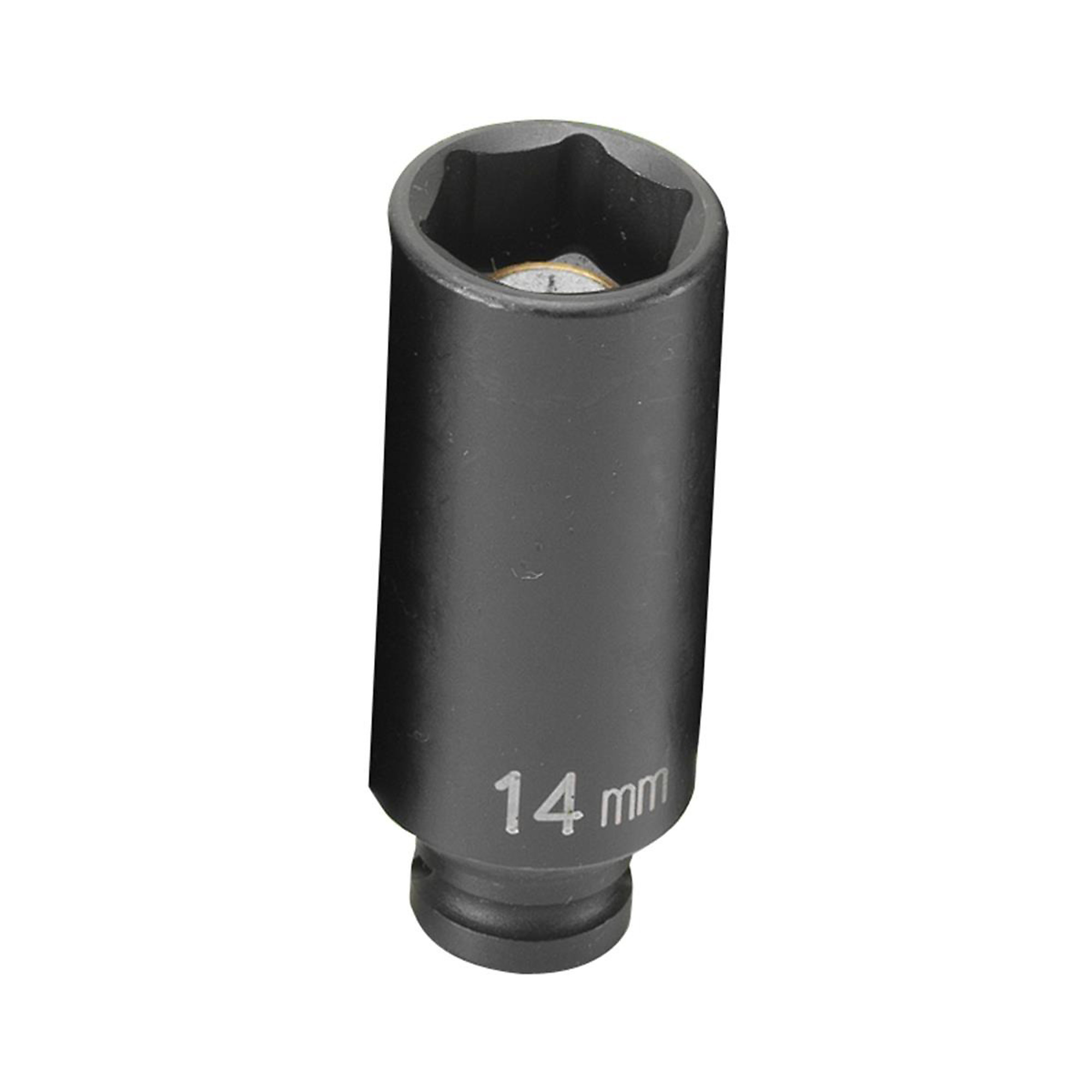 Grey Pneumatic Magnetic Impact Socket — 14mm, 1/4in. Drive, 6-Point, Deep, Black, Model# GRE914MDG